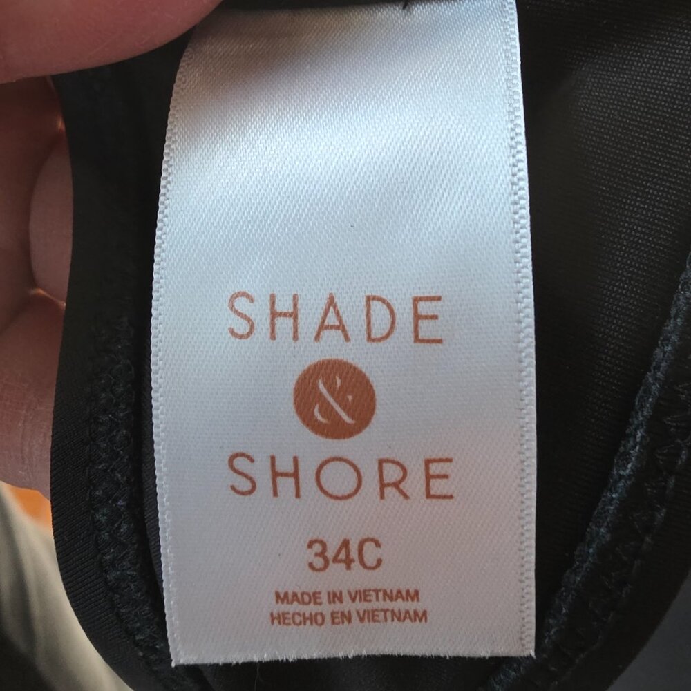 NWOT Shade & Shore Black Molded String Bikini Top Size 34C - Picture 5 of 12